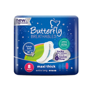 Butterfly Breathables Maxi Thick Sanitary Pads Extra Long 8 Pcs