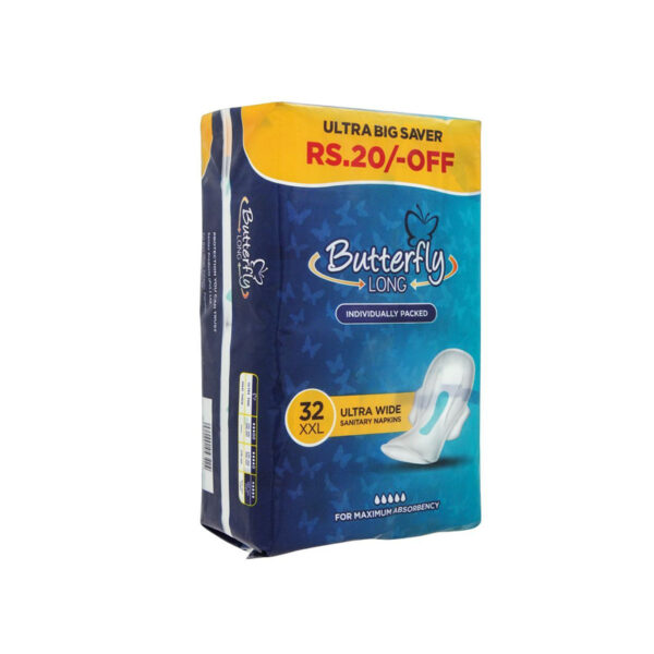 butterfly-long-ultra-wide-sanitary-napkins-32-xxl-pads Butterfly Long Ultra Wide Sanitary Napkins, 32 XXL Pads