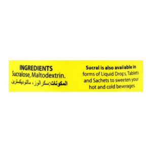 Sucral Zero Calorie Sweetener, Jar Pack, 100g