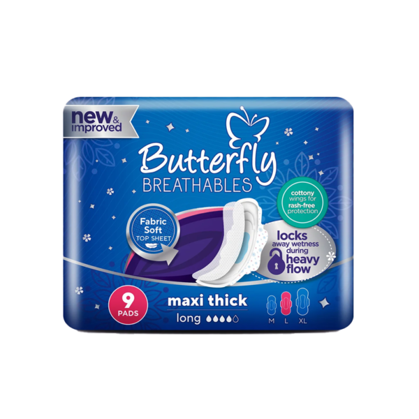 butterfly-breathables-maxi-thick-sanitary-pads-long-9-pcs Butterfly Breathables Maxi Thick Sanitary Pads Long 9 Pcs