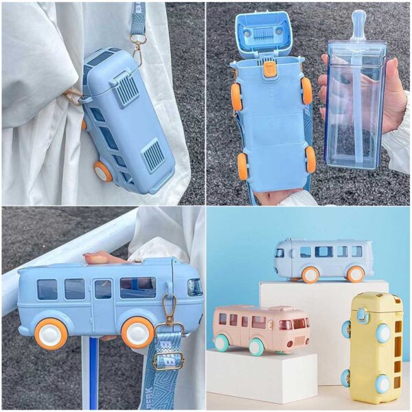 Baby Bear Bus Sipper Bottle with Straw – Leak-Proof & Cute Design