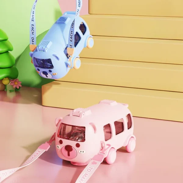 Baby Bear Bus Sipper Bottle with Straw – Leak-Proof & Cute Design